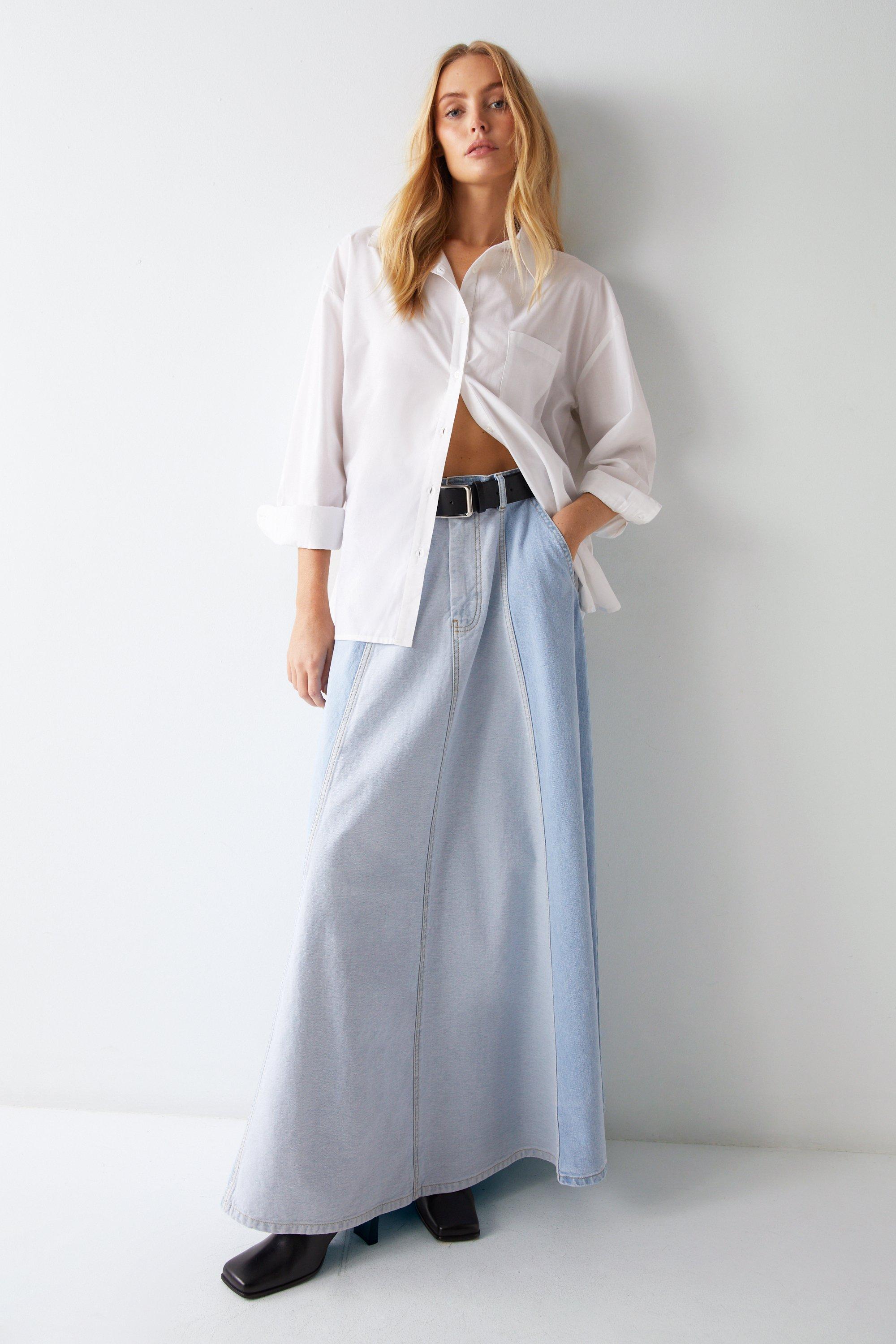 Denim midi 2024 skirt warehouse